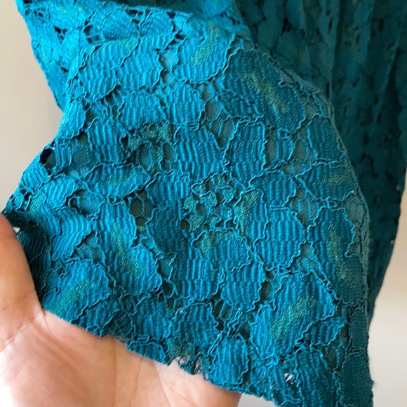 HP!💎 River Island, Mini Dress, Teal Lace w/Black Mesh, Sleeveless, Party, Sz L - Picture 5 of 13